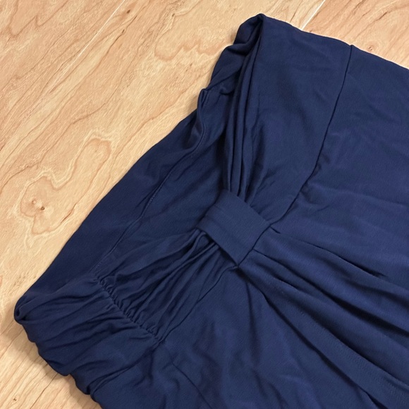 Navy Blue Flowy Strapless “Dress” with Middle Part - Picture 4 of 5